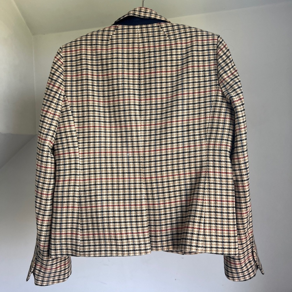 J. Crew Schoolboy Blazer 12 Tan Plaid Wool Blend Gold Crest Button Preppy Jacket - Picture 9 of 11